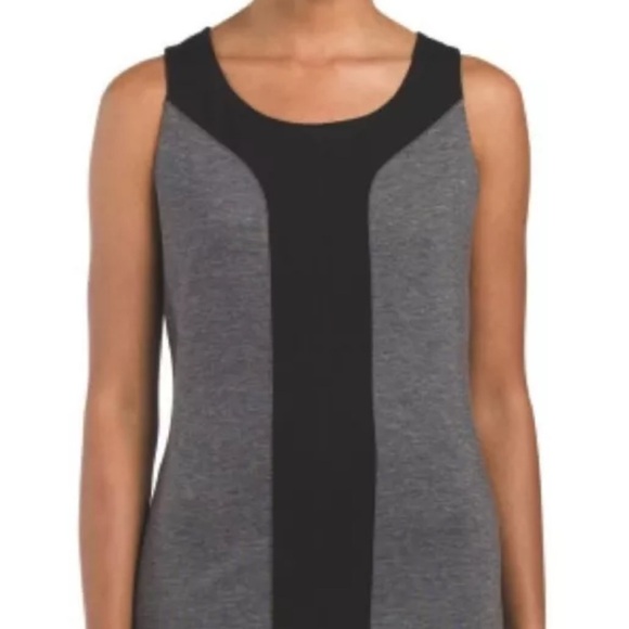 NYDJ Seamed Trainer Tank With Shelf Bra Dark Heather Grey & Black XS NWT - Picture 2 of 11